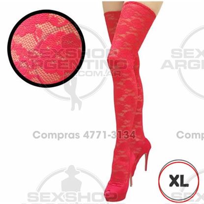 Medias Xl Encaje Rojo